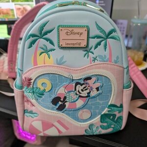 Loungefly Disney Tropical Blue and Pink Kids Backpack
